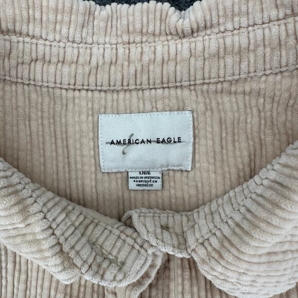 American Eagle Cream Corduroy Button Down Collared Shirt Women's Large Casual - Picture 4 of 6